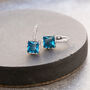 Sky Blue Crystal Encrusted Square Hoop Earrings, thumbnail 3 of 3