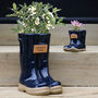 Set Of Two Personalised Blue Welly Boots Planters, thumbnail 1 of 7