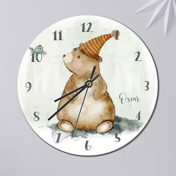 Bear Clock Custom Woodland Bear Wall Clock, 4 of 5