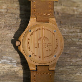 Large Nalu Bamboo Watch Leather Strap, 7 of 12