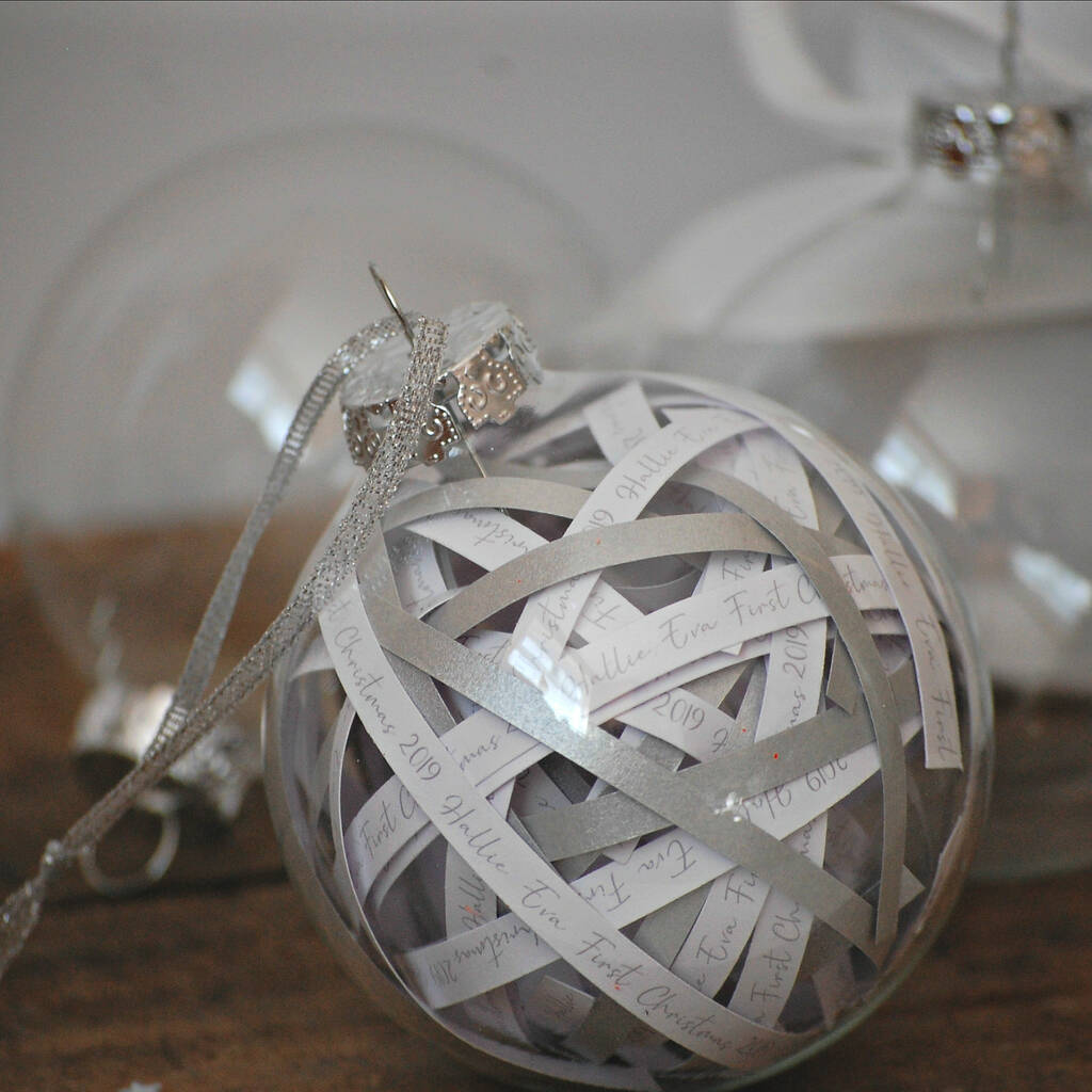 Personalised Metallic Paper Ribbon Bauble By Love Those Prints ...