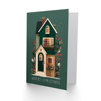 Cosy Festive House Deep Green Palette Christmas Card, 2 of 4