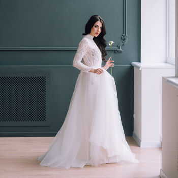 Long Sleeved Lace Bridal Top | Blush Wedding Dress Topper, 3 of 12