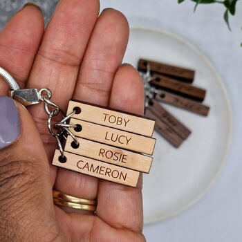 Personalised Wooden Family Name Keyring, 2 of 4