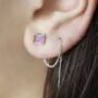 Labradorite Gold Plated Silver Chain Threader Earrings, thumbnail 7 of 8