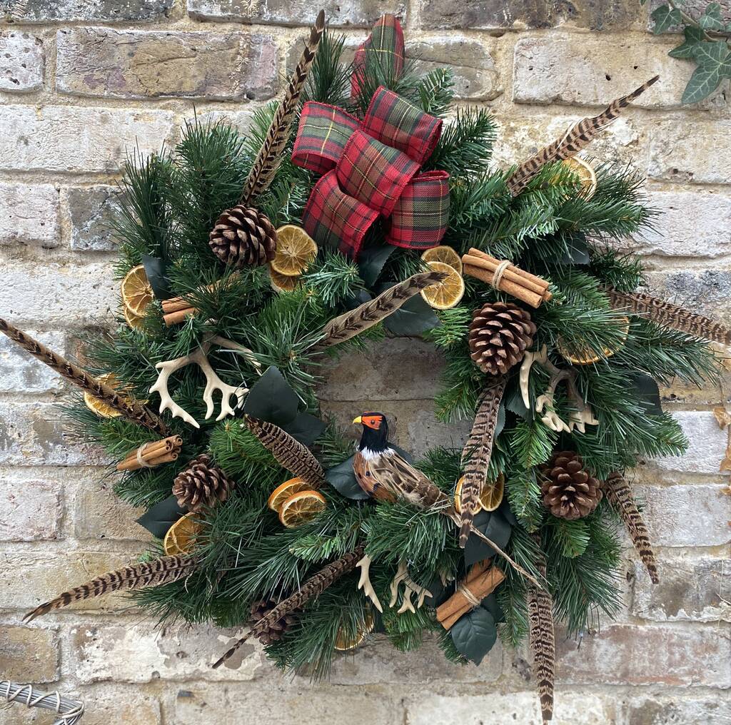 Highland Game Luxury Faux Christmas Wreath, 1 of 3