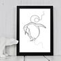 Dancing Penguin Line Drawing Print, thumbnail 1 of 2