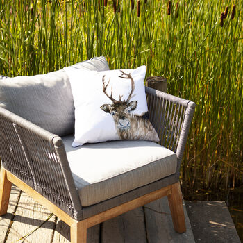 Inky Reindeer Outdoor Cushion For Garden Furniture, 5 of 8