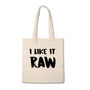 'I Like It Raw' Funny Vegan Tote Bag, thumbnail 3 of 3
