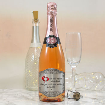 Personalised Champagne With Heart Pewter Label, 2 of 2