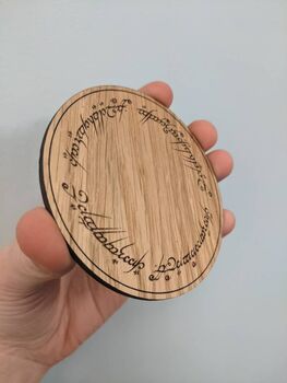 Lotr Inspired Coaster The One Ring Elven Wood Drink, 3 of 5