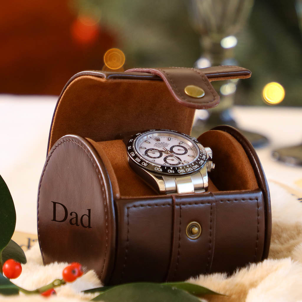 Personalised Luxury Deep Brown Travel Watch Box, 1 of 7
