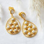 Pearl Gold Plated Silver Pear Drop Earrings, thumbnail 2 of 8