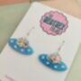 U.F.O Glitter Blue Earrings / Alien Spaceship Jewellery Science Fiction Lover Gift / Retro Space Aesthetic 1950s Sci Fi Accessory / Out Of This World Jewellery, thumbnail 4 of 5
