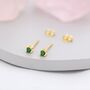 Sterling Silver Extra Tiny Sterling Silver Emerald Green Cz Stud Earrings, thumbnail 5 of 12