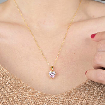 Rose Quartz October Birthstone Love Heart Necklace, 2 of 5