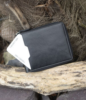 Personalised Zip Around Leather Wallet Rfid Men's Gift, 2 of 6