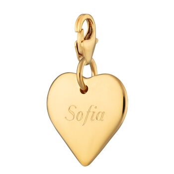Engraved Gold Plated Medium Heart Charm, 4 of 7