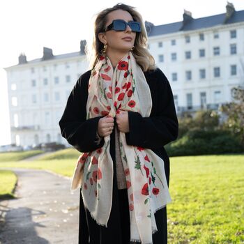 Poppy Flower Print Scarf In Personalised Gift Box, 8 of 9