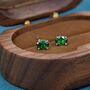 Sterling Silver Emerald Green Moissanite Cz Stud Earrings, thumbnail 4 of 11