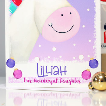 Personalised Unicorn Baby 1st Christmas Card, 4 of 5