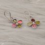 Mixed Pink Green Tourmaline Sterling Silver Earrings, thumbnail 3 of 8
