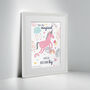 Personalised Unicorn Children’s Nursery Framed Print, thumbnail 3 of 10