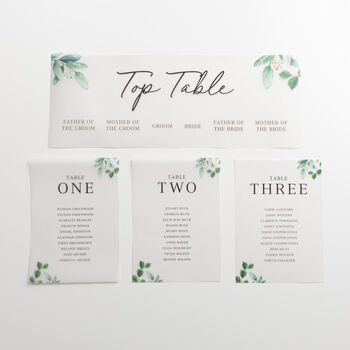 Green Eucalyptus Vellum Wedding Table Plan Cards, 2 of 3
