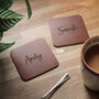 Personalised Recycled Vintage Leather Set Of Coasters, thumbnail 6 of 10
