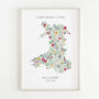 Personalised Floral Map Of Wales Print, thumbnail 4 of 5