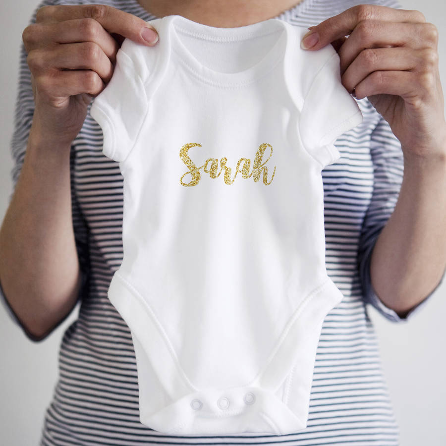 personalised glitter name onesie by sarah hurley
