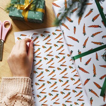 Illustrated Carrot Recyclable Wrapping Paper Set, 8 of 9