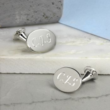 Solid Sterling Silver Oval Cufflinks, 2 of 6