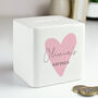 Personalised Pink Heart Ceramic Square Money Box, thumbnail 1 of 6