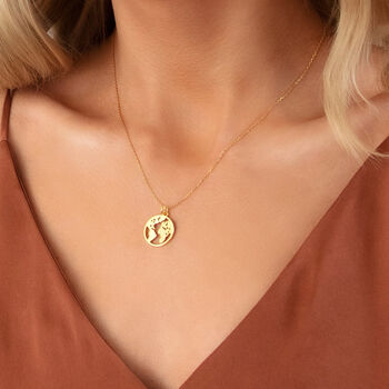 World Coin Pendant Necklace For Her 18ct Gold Plated, 6 of 6
