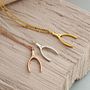 Silver Lucky Diamond Wishbone Necklace, thumbnail 4 of 6