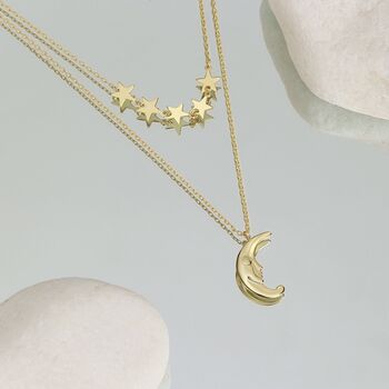 Gold Plated Five Star And Moon 50th Birthday Necklace, 4 of 5