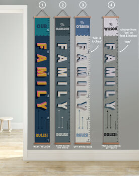 Personalised 6ft 'Our Family Rules!' Canvas Height Chart, 5 of 8