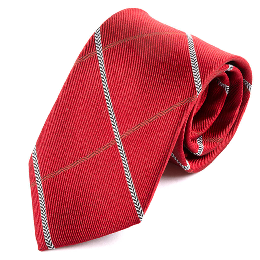 Prestige Red Windowpane Check Silk Tie 8cm, 1 of 3