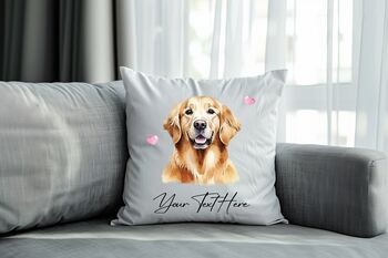 Personalised Golden Retriever Hearts Cushion Cover Gift, 2 of 2