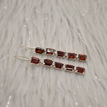 Red Garnet Drop Silver Earrings, 3 of 9