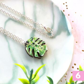 Houseplant Leaf Wooden Charm Chain Necklace, 6 of 12