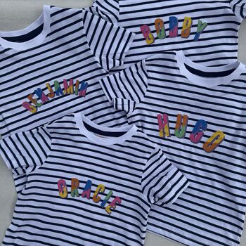 Multicolour Embroidered Striped T Shirt, 2 of 4