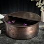 Dark Solid Copper Pedicure Bowl With Footrest, Hammered 350 Mm Diameter, thumbnail 1 of 5