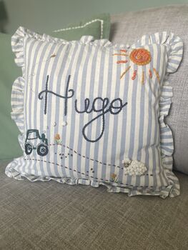 Space Themed Hand Embroidered Childrens Cushion, 7 of 7