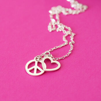 Peace And Love Necklace In Recycled Sterling Silver, 8 of 11