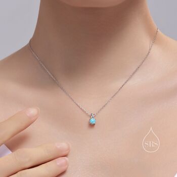 Tiny Aqua Green Opal Pendant Necklace, 4 of 11