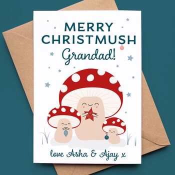 Grandparent Christmas Card With Cute Toadstools, 5 of 5