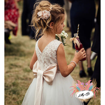 Maryanne Baby Pink + Ivory White Skirt Flower Girl Dress, 9 of 12
