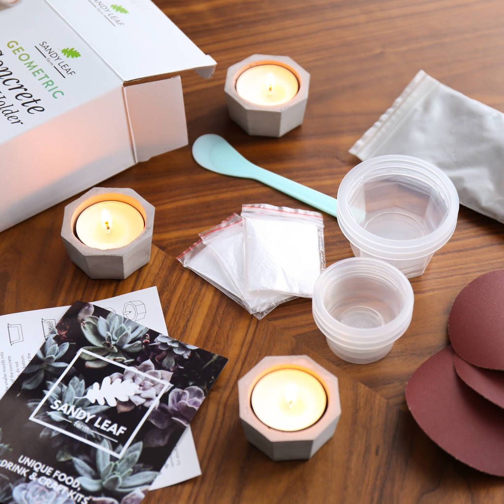 Geometric Concrete Candle Holder Making Kit By Sandy Leaf Farm